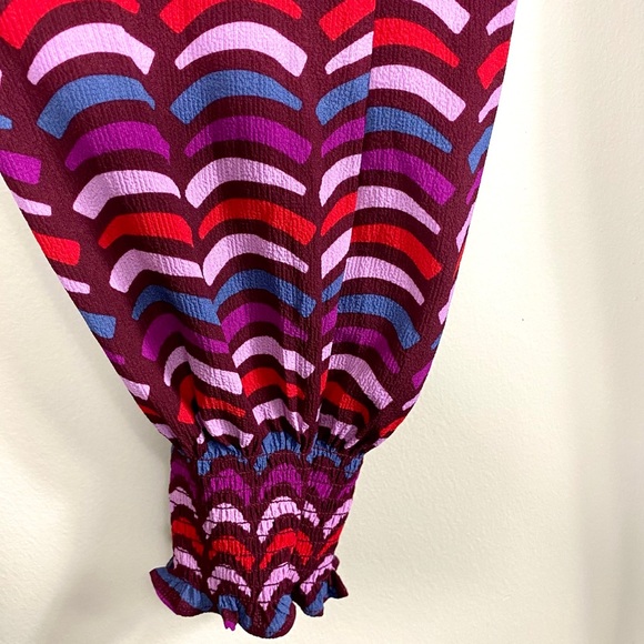 KATE SPADE Purple Rawr Long Sleeve Smocked Mini Dress XXS NEW - Picture 2 of 9